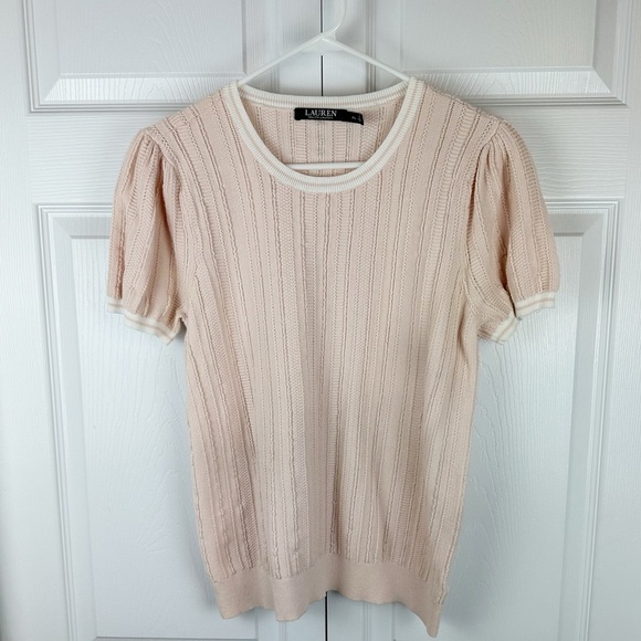 Lauren Ralph Lauren Peach Trevona Short Sleeve Sweater Size Extra Large - Picture 7 of 12
